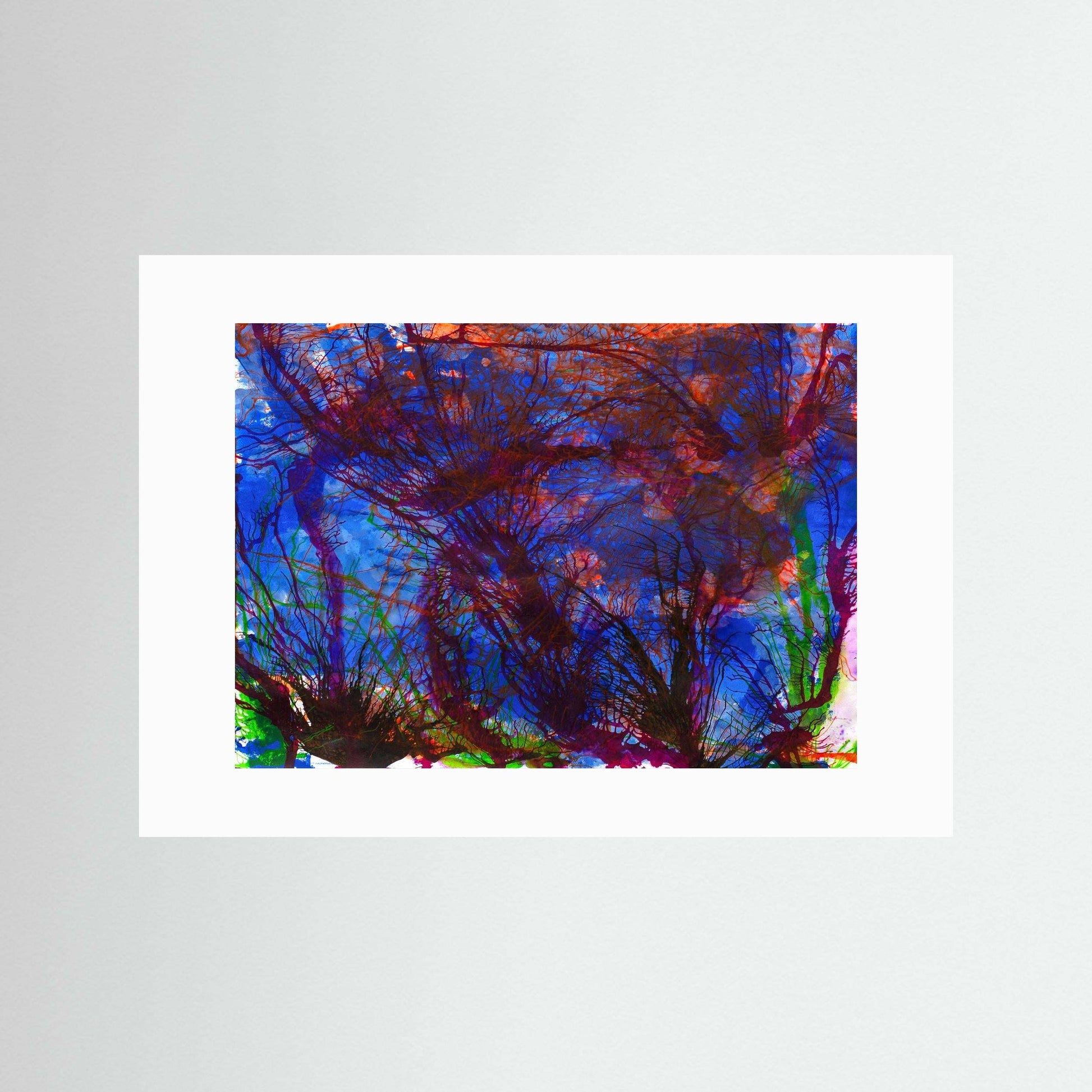 Wild Irish Ocean wall art hand painted in Ireland with vibrant ocean colors, printed on museum quality paper, framed in handmade Italian wood frame