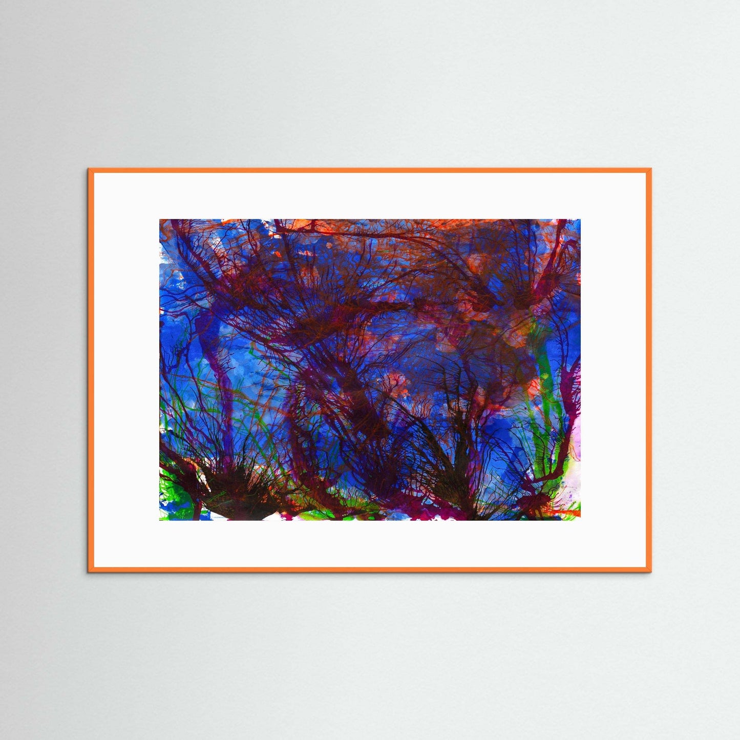 Wild Irish Ocean Wall Art hand painted vibrant abstract sea colors framed in wooden Italian frame