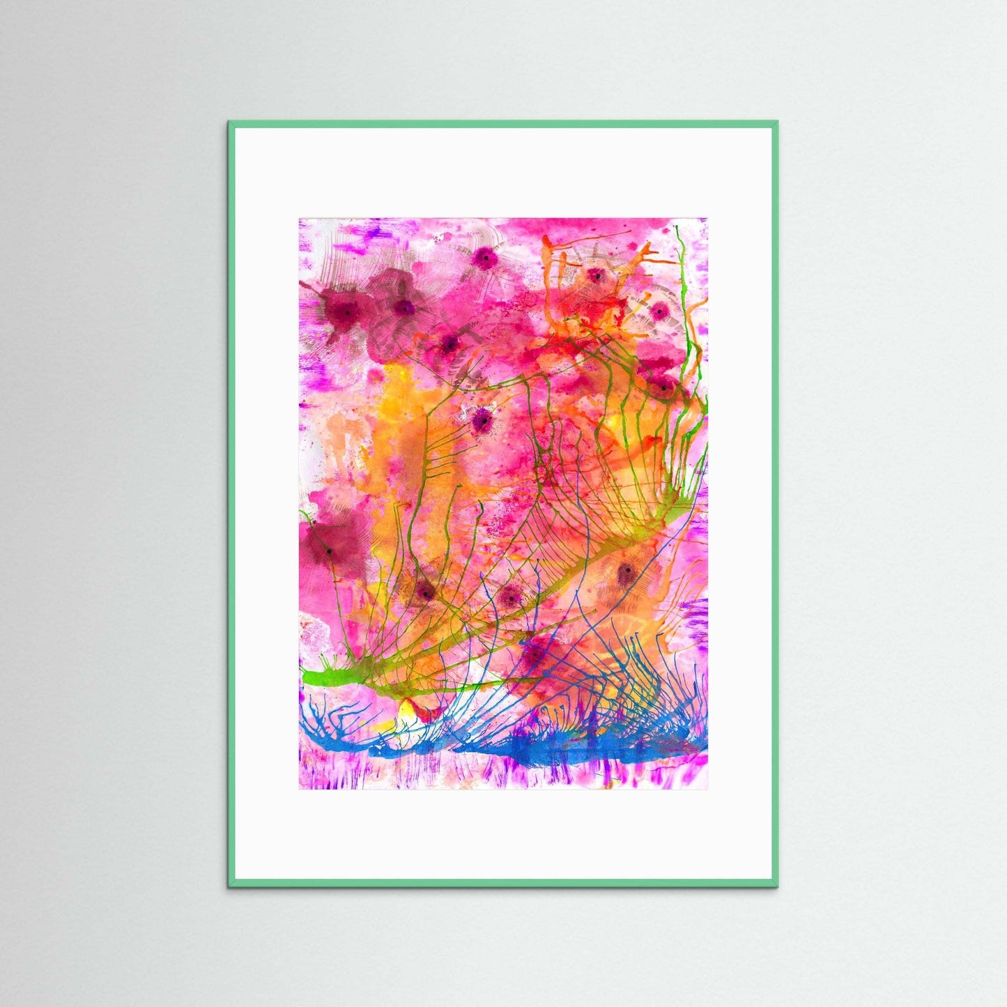 Flower Garden of Light colorful floral abstract framed art print for meditation and calm ambiance